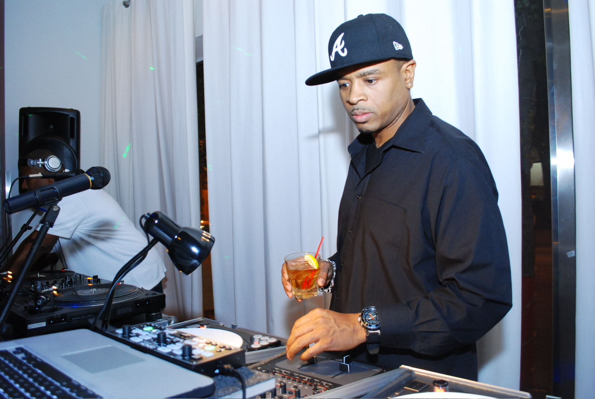 DJ Eddie F behind the turntables