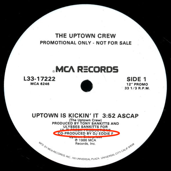 'Uptown Is Kickin' It' label, MCA Records, 1986
